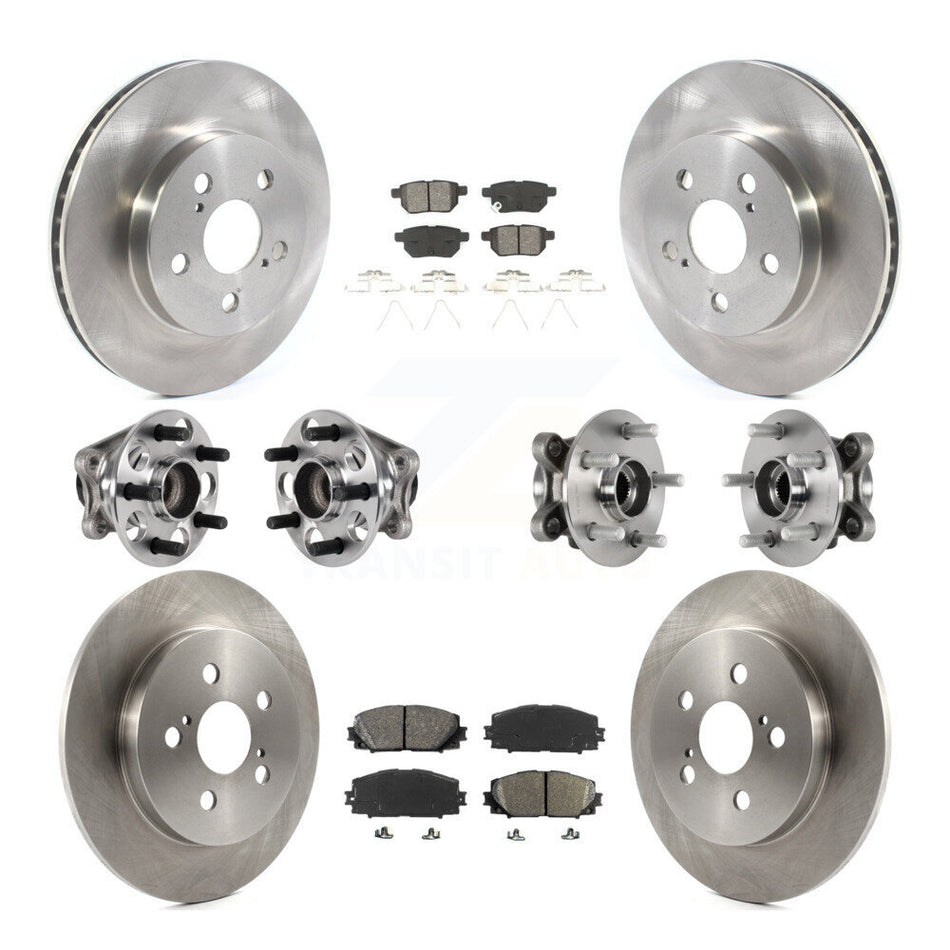 Front Rear Hub Bearings Disc Brake Rotors And Pads Kit (10Pc) For Toyota Prius Prime KBB-123923