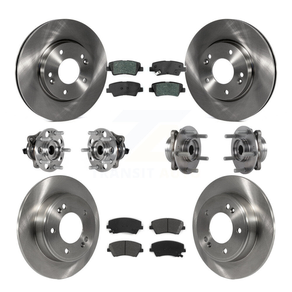 Front Rear Hub Bearing Disc Brake Rotor Pad Kit (10Pc) For 2017-2020 Hyundai Elantra 2.0L KBB-123928