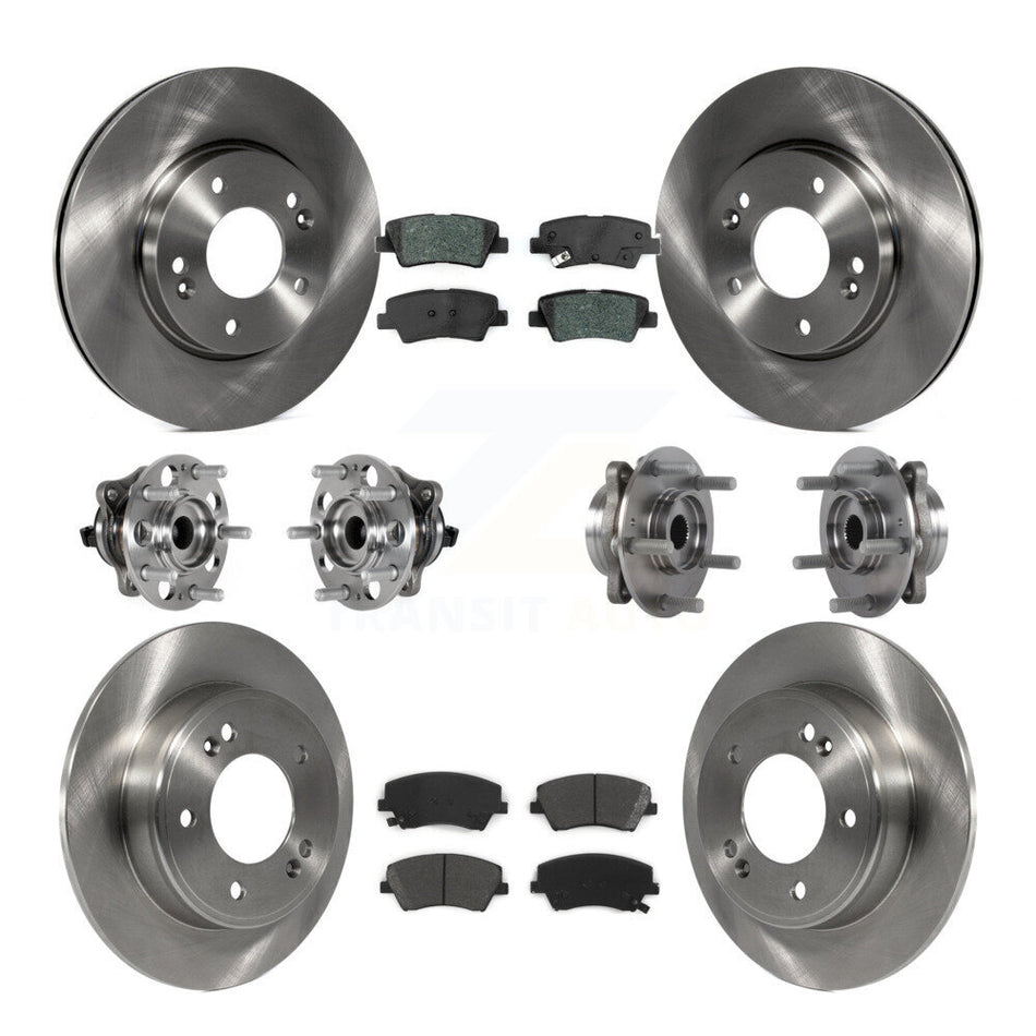Front Rear Hub Bearing Disc Brake Rotor Pad Kit (10Pc) For 2017-2020 Hyundai Elantra 2.0L KBB-123928