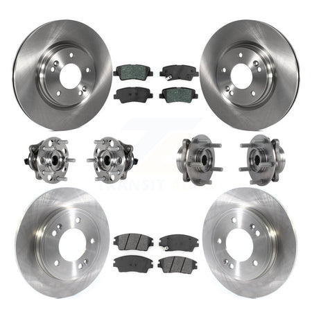 Front Rear Hub Bearing Disc Brake Rotor Pad Kit (10Pc) For 2017-2020 Hyundai Elantra 1.6L KBB-123929