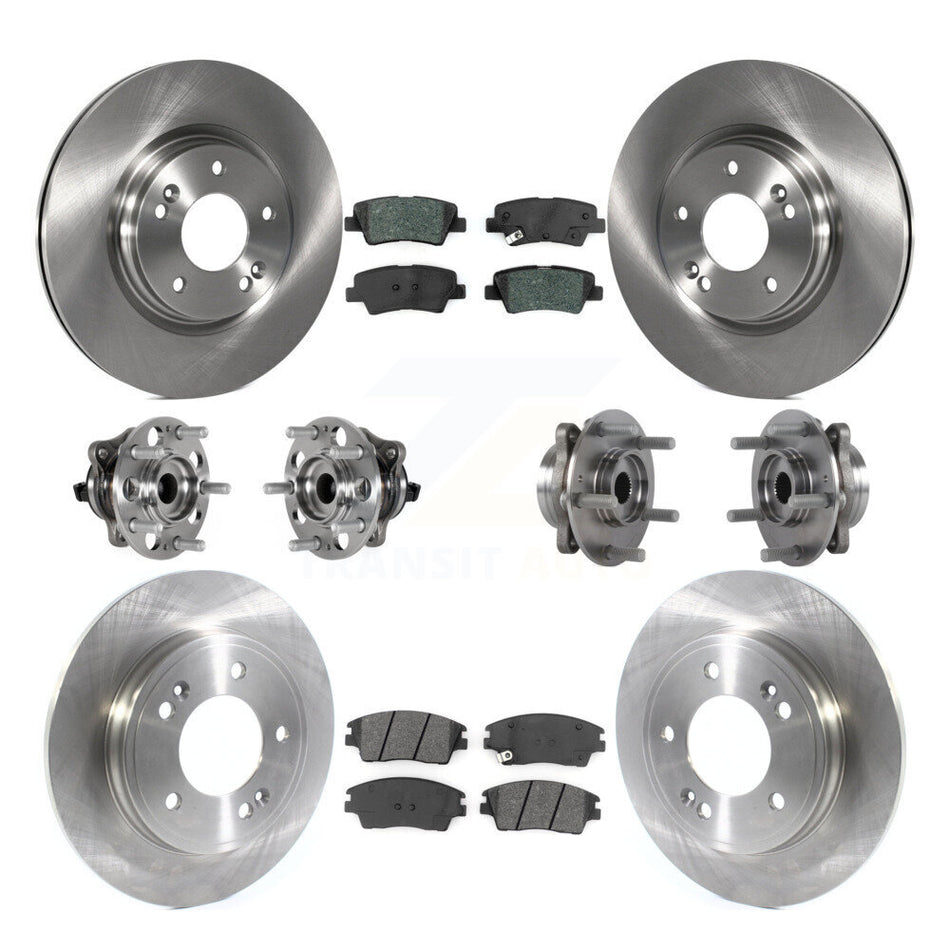 Front Rear Hub Bearing Disc Brake Rotor Pad Kit (10Pc) For 2017-2020 Hyundai Elantra 1.6L KBB-123929