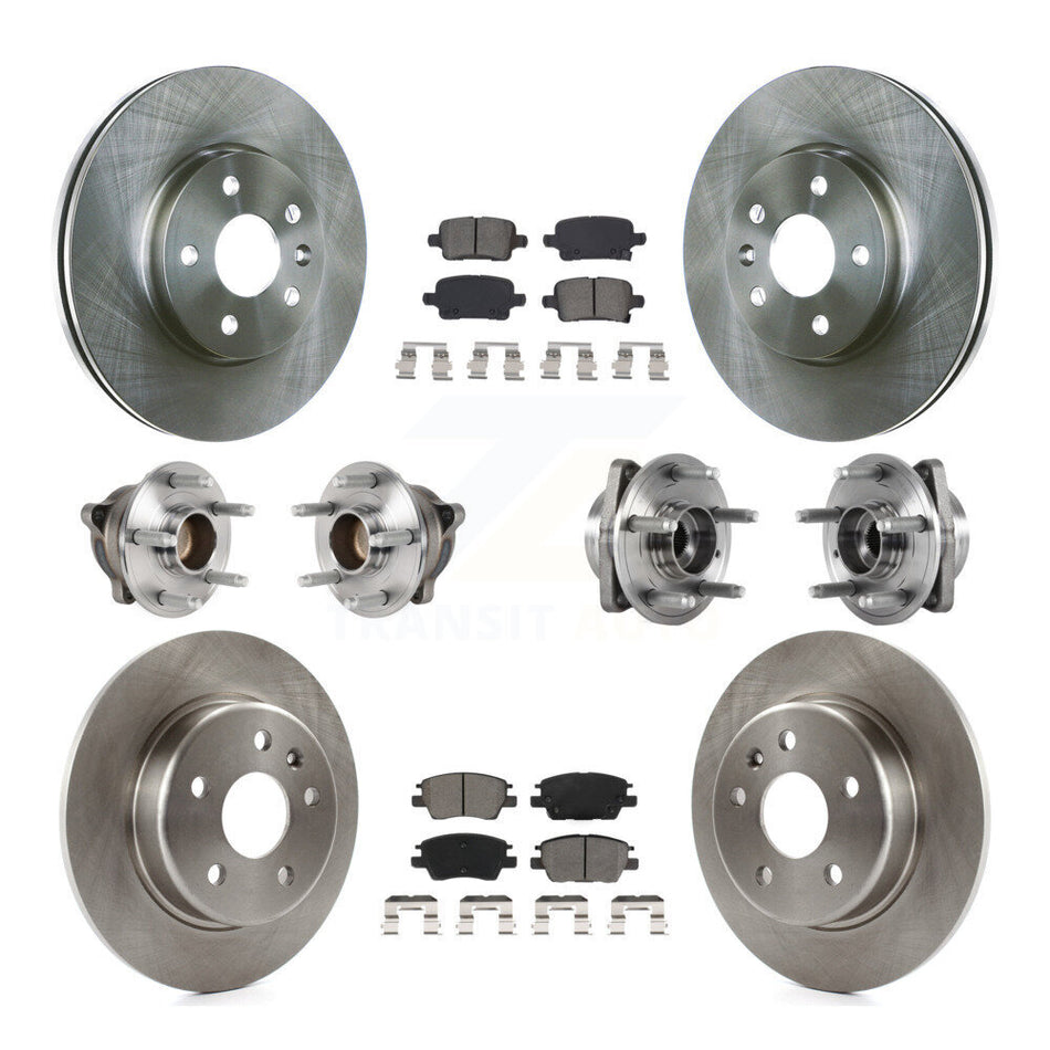 Front Rear Hub Bearings Assembly Disc Brake Rotors And Semi-Metallic Pads Kit (10Pc) For Chevrolet Volt Bolt EV KBB-123930