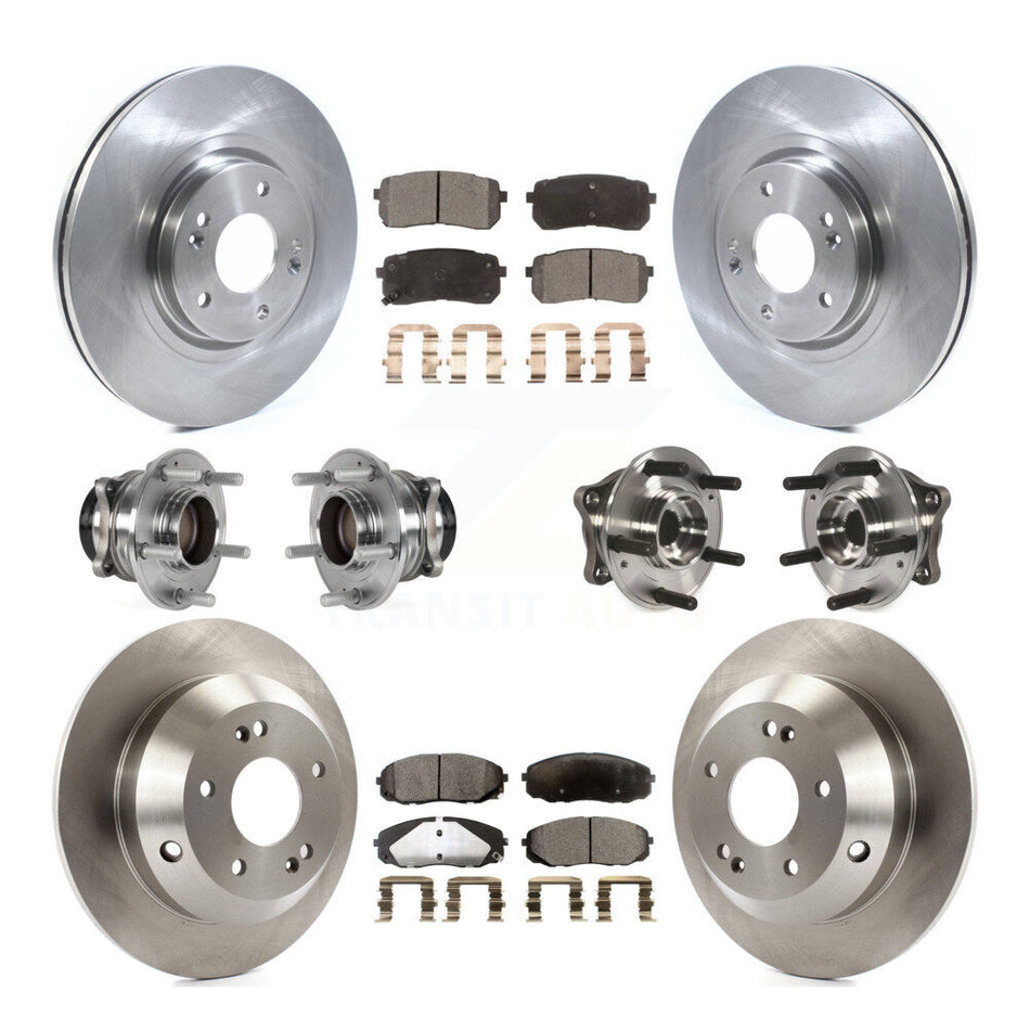 Front Rear Hub Bearings Assembly Disc Brake Rotors And Semi-Metallic Pads Kit (10Pc) For 2015-2019 Kia Sedona KBB-123946