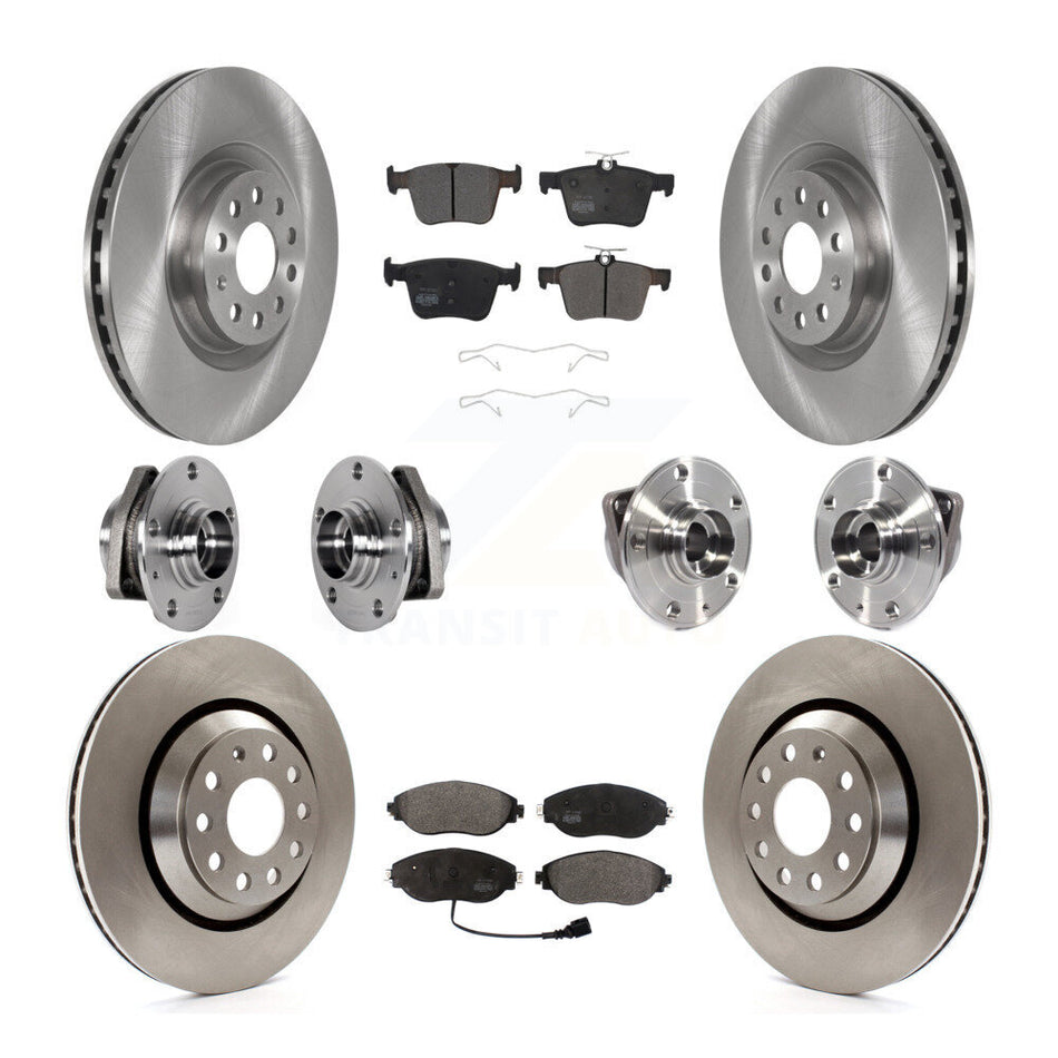 Front Rear Hub Bearing Disc Brake Rotor And Pads Kit (10Pc) For Volkswagen Golf R Audi S3 KBB-123947