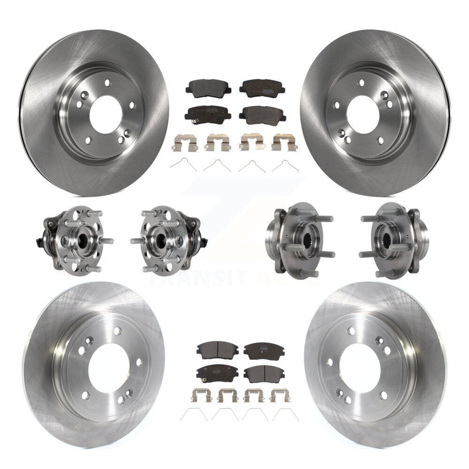 Front Rear Hub Bearing Disc Brake Rotor Pad Kit (10Pc) For 2017-2020 Hyundai Elantra 1.6L KBB-123951