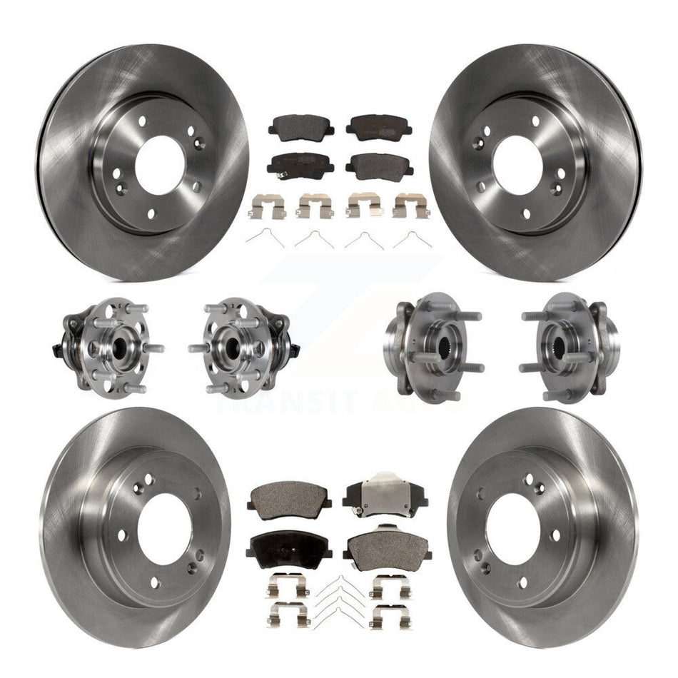 Front Rear Hub Bearing Disc Brake Rotor Pad Kit (10Pc) For 2017-2020 Hyundai Elantra 2.0L KBB-123952