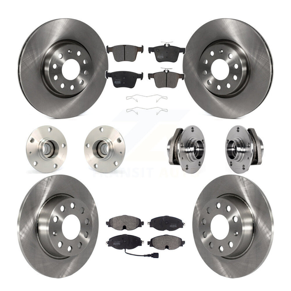 Front Rear Hub Bearing Disc Brake Rotors And Pads Kit (10Pc) For Audi A3 Sportback e-tron KBB-123955