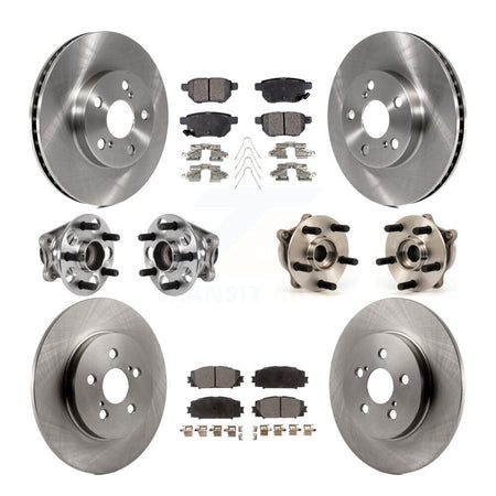 Front Rear Hub Bearing Disc Brake Rotor And Semi-Metallic Pad Kit (10Pc) For Lexus CT200h KBB-123961