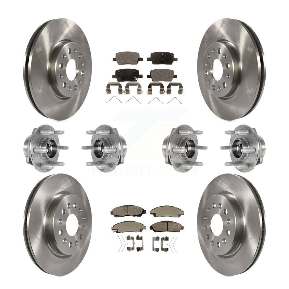 Front Rear Hub Bearings Assembly Disc Brake Rotors And Semi-Metallic Pads Kit (10Pc) For 2018-2020 Chevrolet Traverse 4WD KBB-123963