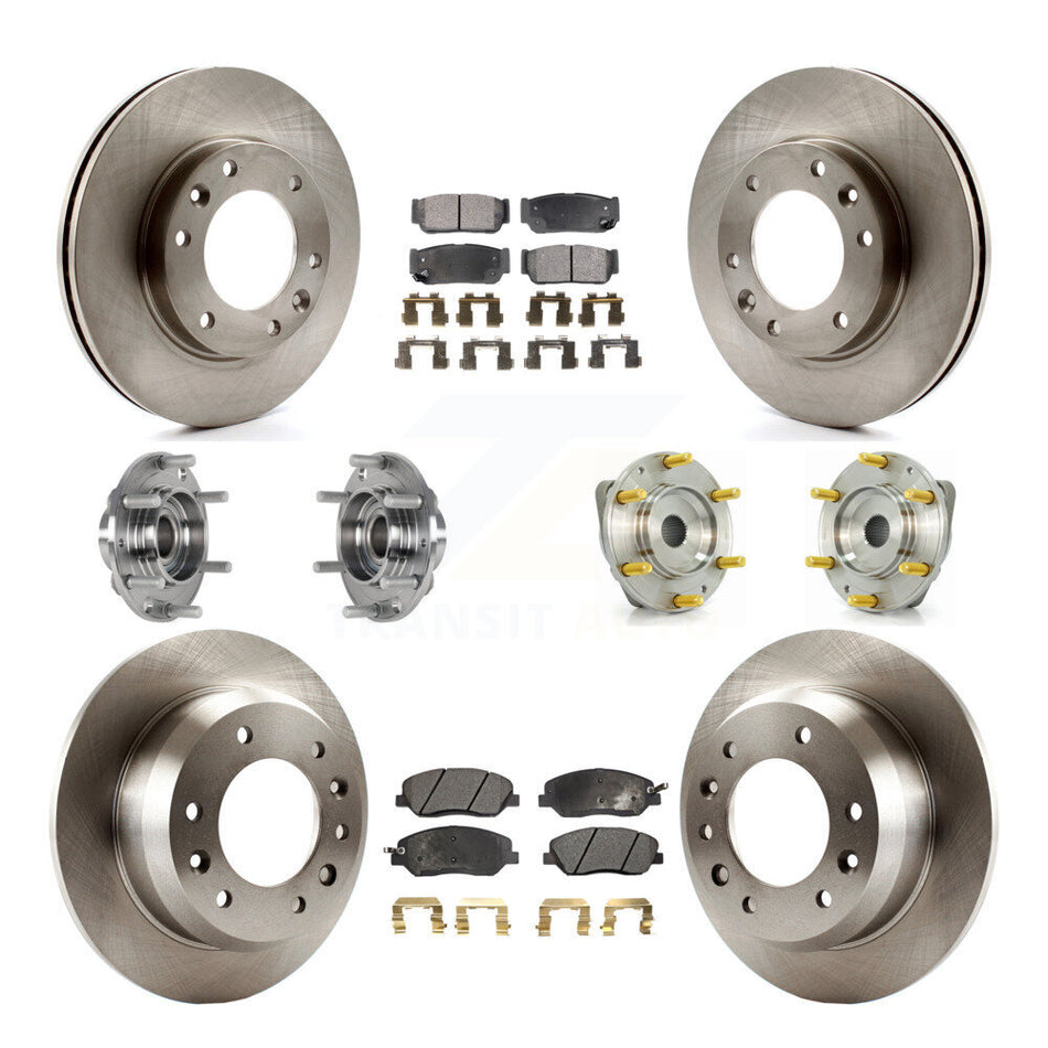 Front Rear Hub Bearings Assembly Disc Brake Rotors And Semi-Metallic Pads Kit (10Pc) For Kia Sedona Hyundai Entourage To 04/27/06 KBB-123968