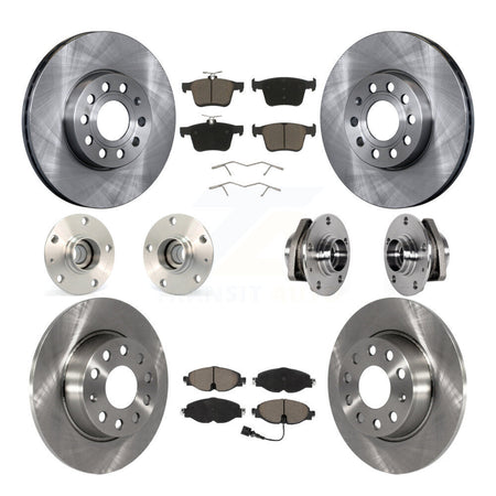Front Rear Hub Bearing Disc Brake Rotor And Ceramic Pads Kit (10Pc) For 2016 Audi A3 2.0L KBB-123988