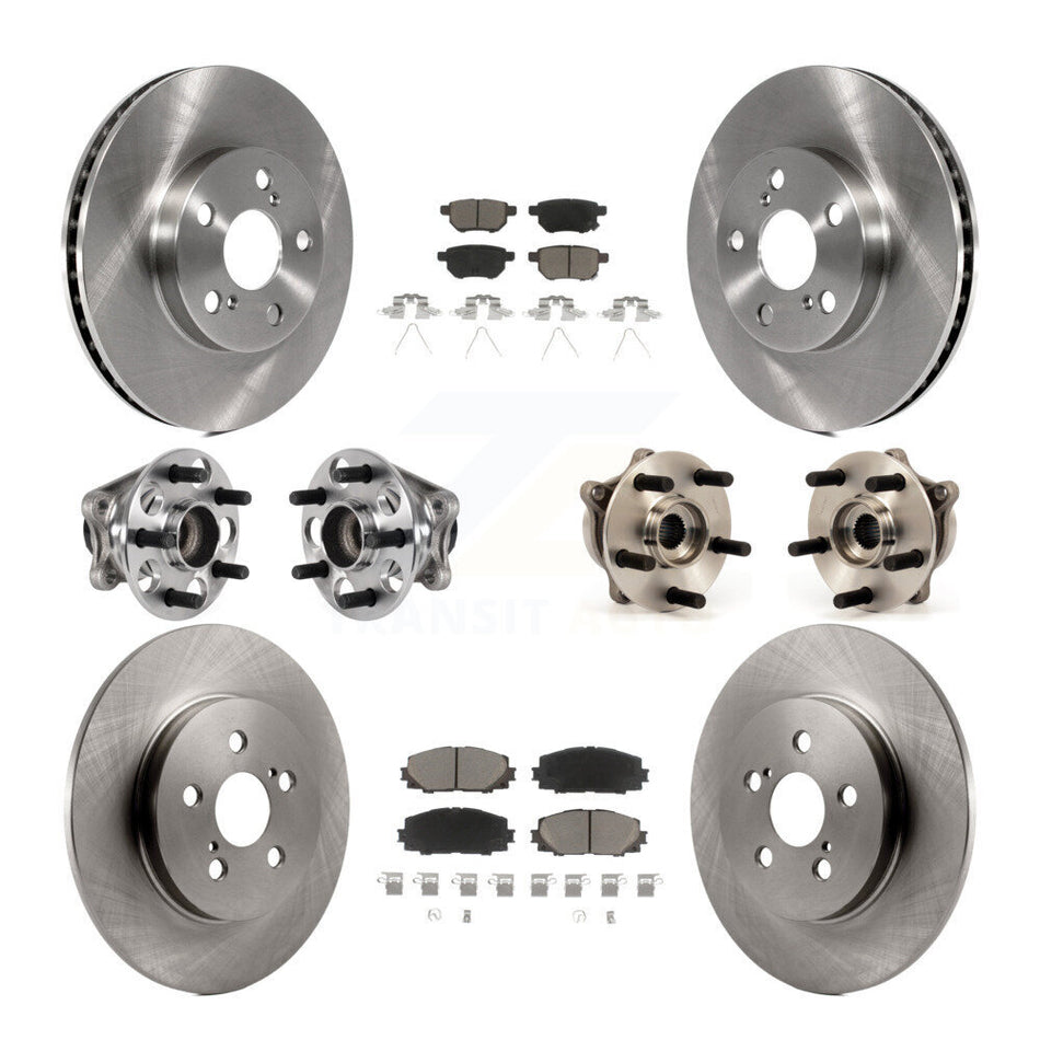 Front Rear Hub Bearings Disc Brake Rotors And Ceramic Pads Kit (10Pc) For Lexus CT200h KBB-123996