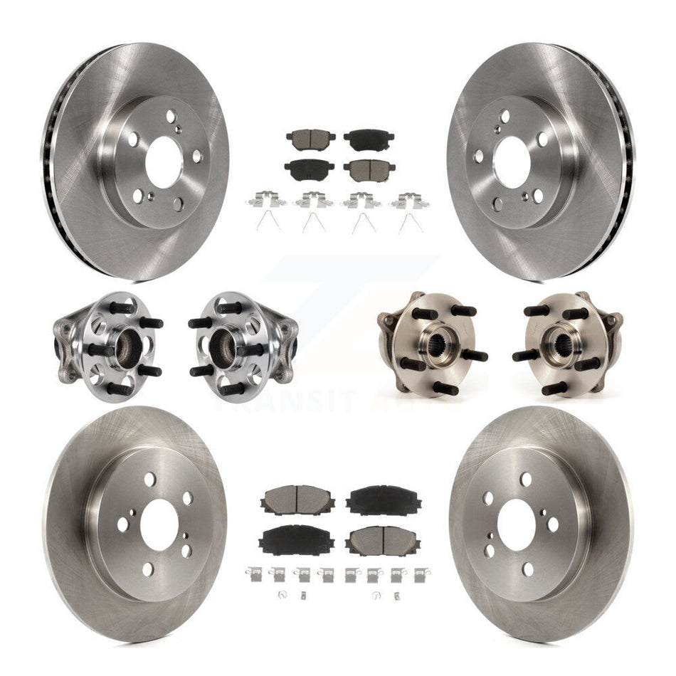 Front Rear Hub Bearings Disc Brake Rotors And Ceramic Pads Kit (10Pc) For Lexus CT200h KBB-123997