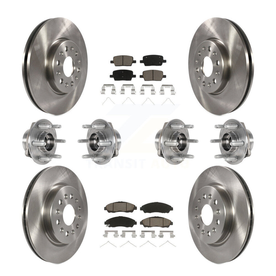 Front Rear Hub Bearings Assembly Disc Brake Rotors And Ceramic Pads Kit (10Pc) For 2018-2020 Chevrolet Traverse 4WD KBB-124003