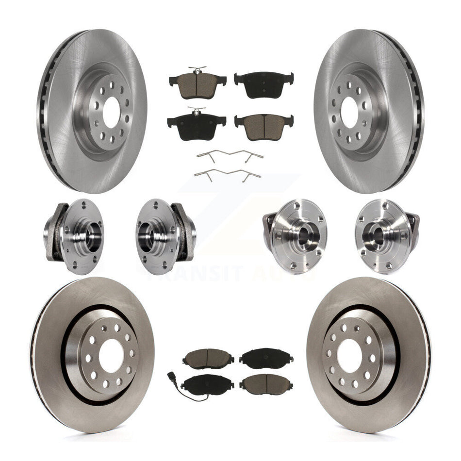 Front Rear Hub Bearing Disc Brake Rotor And Pads Kit (10Pc) For Volkswagen Golf R Audi S3 KBB-124007