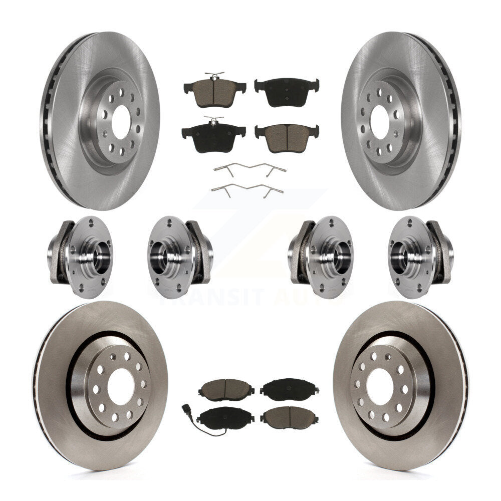Front Rear Hub Bearing Assembly Disc Brake Rotors And Ceramic Pads Kit (10Pc) For Audi S3 KBB-124008