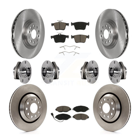 Front Rear Hub Bearing Assembly Disc Brake Rotors And Ceramic Pads Kit (10Pc) For Audi S3 KBB-124008