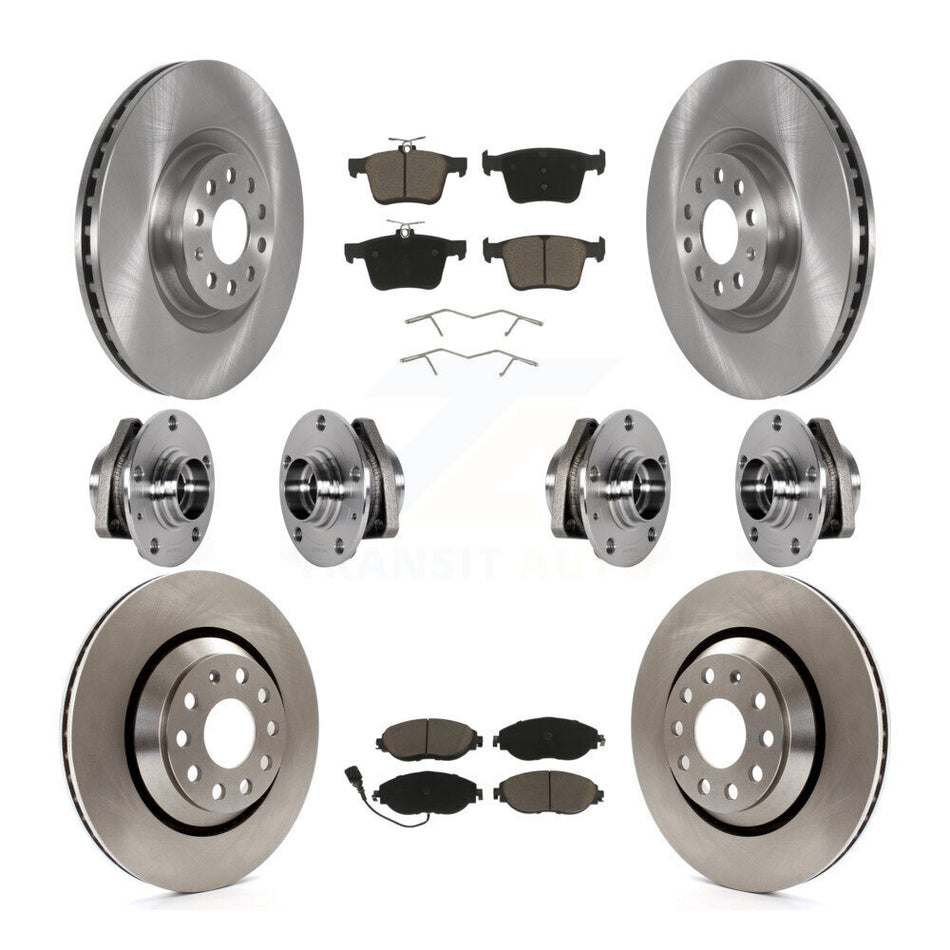 Front Rear Hub Bearing Assembly Disc Brake Rotors And Ceramic Pads Kit (10Pc) For Audi S3 KBB-124008