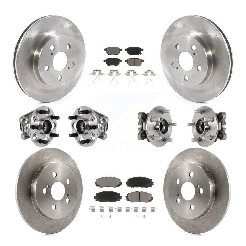 Front Rear Hub Bearing Disc Brake Rotor And Ceramic Pad Kit (10Pc) For Toyota Prius Prime KBB-124010