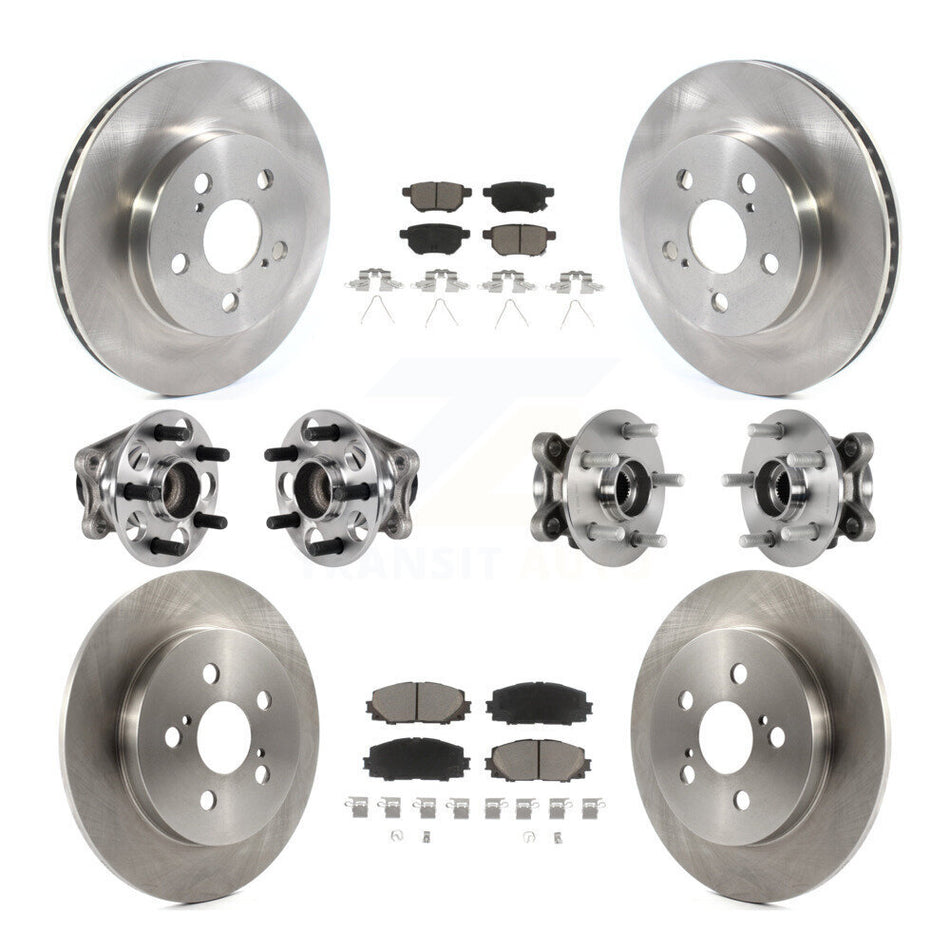 Front Rear Hub Bearing Disc Brake Rotor And Ceramic Pad Kit (10Pc) For Toyota Prius Prime KBB-124010