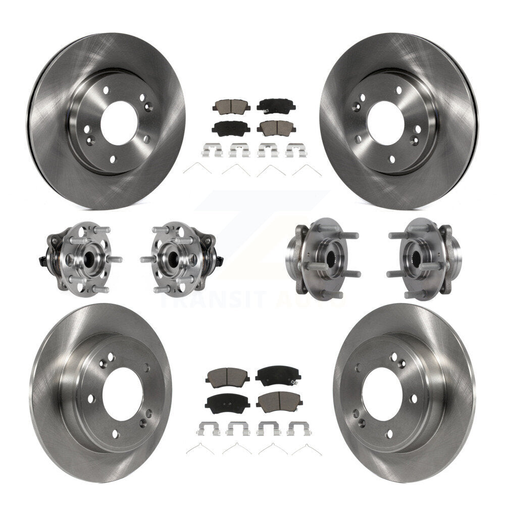 Front Rear Hub Bearing Disc Brake Rotor Pad Kit (10Pc) For 2017-2020 Hyundai Elantra 2.0L KBB-124012