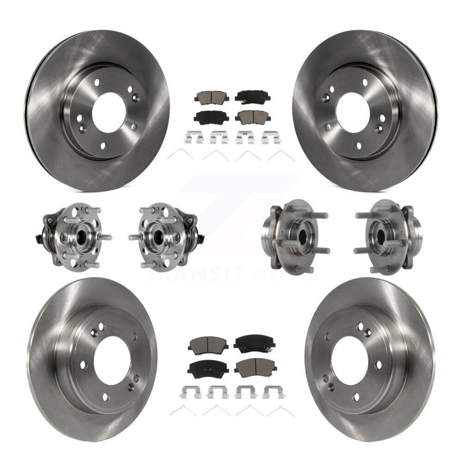 Front Rear Hub Bearing Disc Brake Rotor Pad Kit (10Pc) For 2017-2020 Hyundai Elantra 2.0L KBB-124012