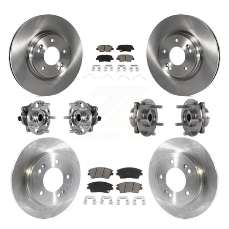 Front Rear Hub Bearing Disc Brake Rotor Pad Kit (10Pc) For 2017-2020 Hyundai Elantra 1.6L KBB-124013