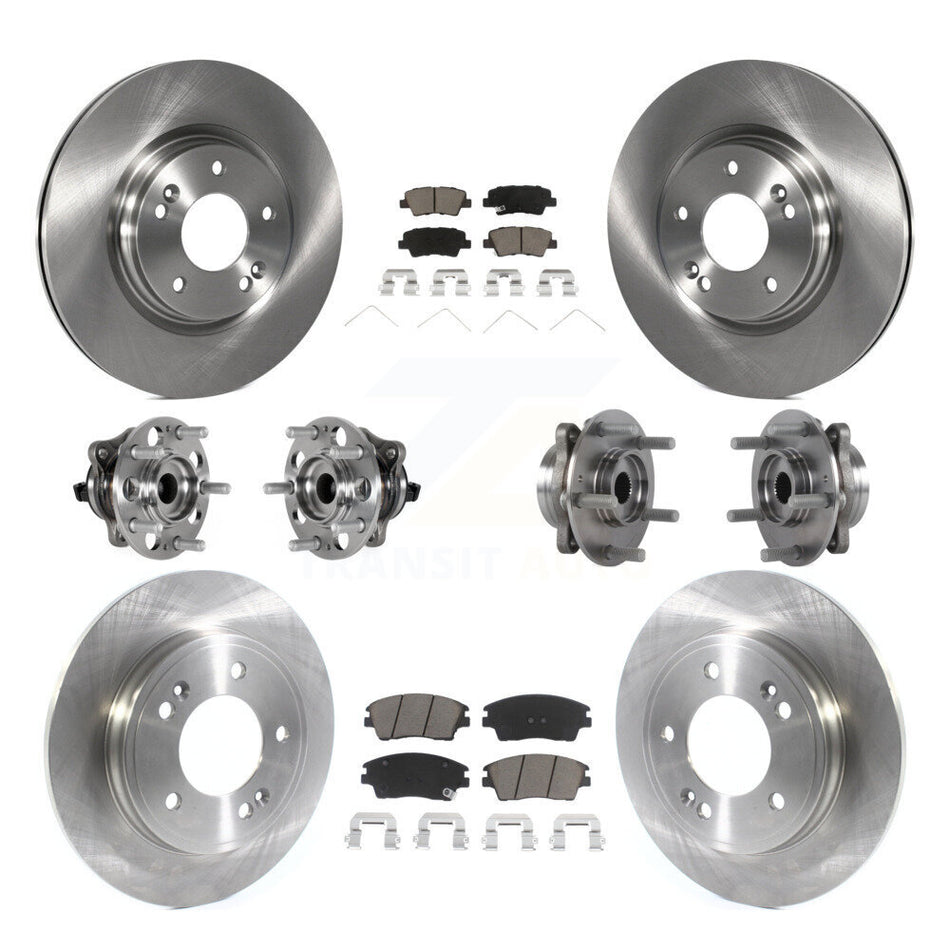 Front Rear Hub Bearing Disc Brake Rotor Pad Kit (10Pc) For 2017-2020 Hyundai Elantra 1.6L KBB-124013