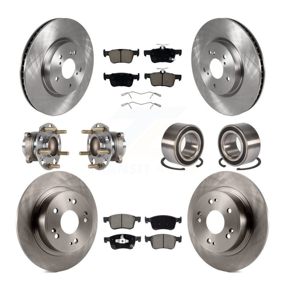 Front Rear Wheel Hub Bearing Disc Brake Rotor And Ceramic Pad Kit (10Pc) For Honda Accord KBB-124015