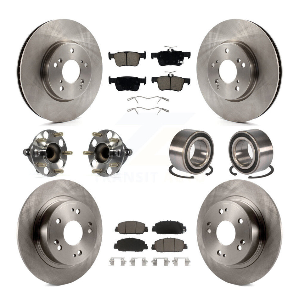 Front Rear Wheel Hub Bearing Disc Brake Rotor And Ceramic Pad Kit (10Pc) For Honda Accord KBB-124016