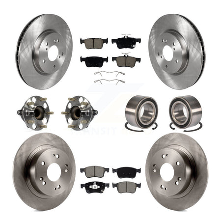Front Rear Wheel Hub Bearing Disc Brake Rotor And Ceramic Pad Kit (10Pc) For Honda Accord KBB-124017