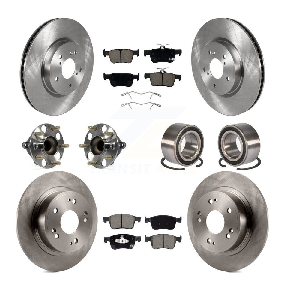 Front Rear Wheel Hub Bearing Disc Brake Rotor And Ceramic Pad Kit (10Pc) For Honda Accord KBB-124017