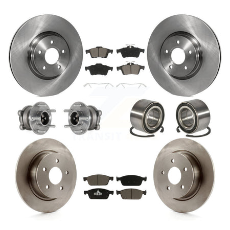 Front Rear Hub Bearing Brake Rotor Pad Kit (10Pc) For 2013-2016 Ford Escape FWD with 2.0L KBB-124042