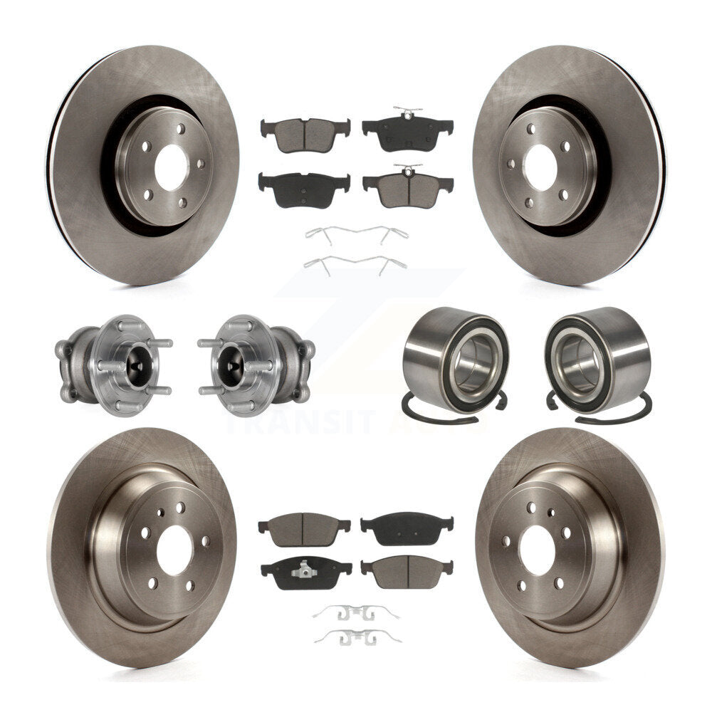 Front Rear Wheel Hub Bearing Disc Brake Rotor And Ceramic Pads Kit (10Pc) For Lincoln MKC KBB-124044