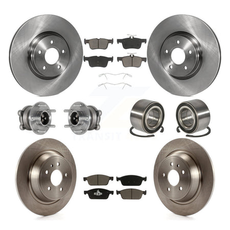 Front Rear Hub Bearings Disc Brake Rotors And Pads Kit (10Pc) For Ford Escape Lincoln MKC KBB-124045