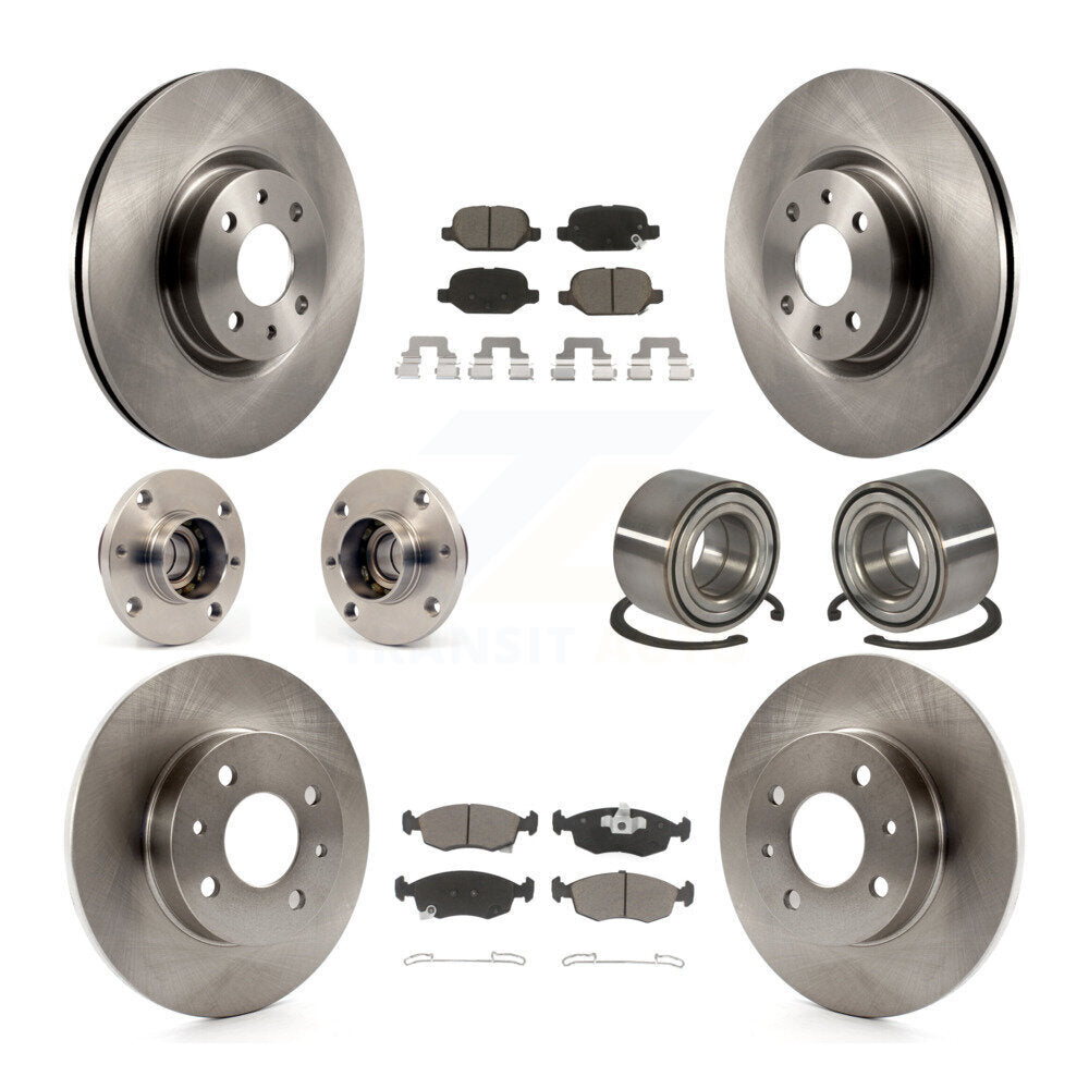 Front Rear Hub Bearing Assembly Disc Brake Rotor And Ceramic Pads Kit (10Pc) For Fiat 500 KBB-124083