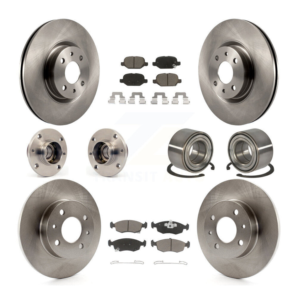 Front Rear Hub Bearing Assembly Disc Brake Rotor And Ceramic Pads Kit (10Pc) For Fiat 500 KBB-124083