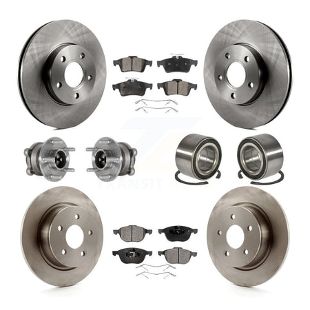 Front Rear Hub Bearing Disc Brake Rotor Pad Kit (10Pc) For Ford C-Max With Parking Assist KBB-124103