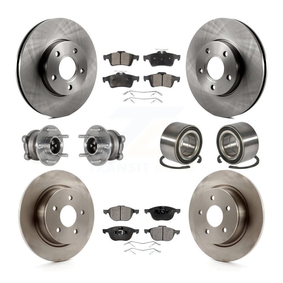 Front Rear Hub Bearing Disc Brake Rotor Pad Kit (10Pc) For Ford C-Max With Parking Assist KBB-124103