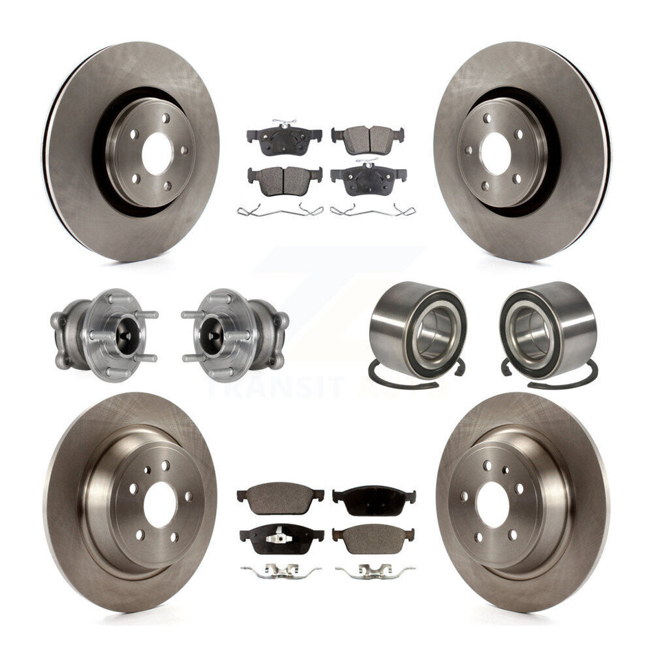 Front Rear Hub Bearing Disc Brake Rotor And Semi-Metallic Pads Kit (10Pc) For Lincoln MKC KBB-124127