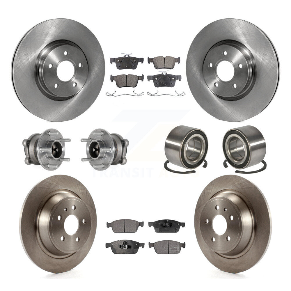Front Rear Hub Bearings Disc Brake Rotors And Pads Kit (10Pc) For Ford Escape Lincoln MKC KBB-124128