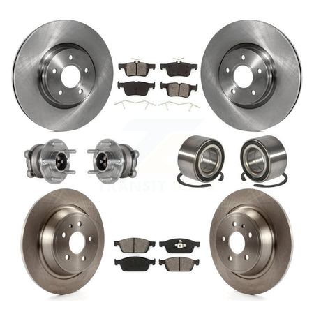 Front Rear Hub Bearings Disc Brake Rotors And Pads Kit (10Pc) For Ford Escape Lincoln MKC KBB-124202