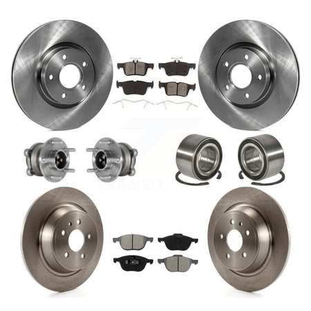 Front Rear Hub Bearing Brake Rotor And Pad Kit (10Pc) For Ford Escape With Parking Assist KBB-124214