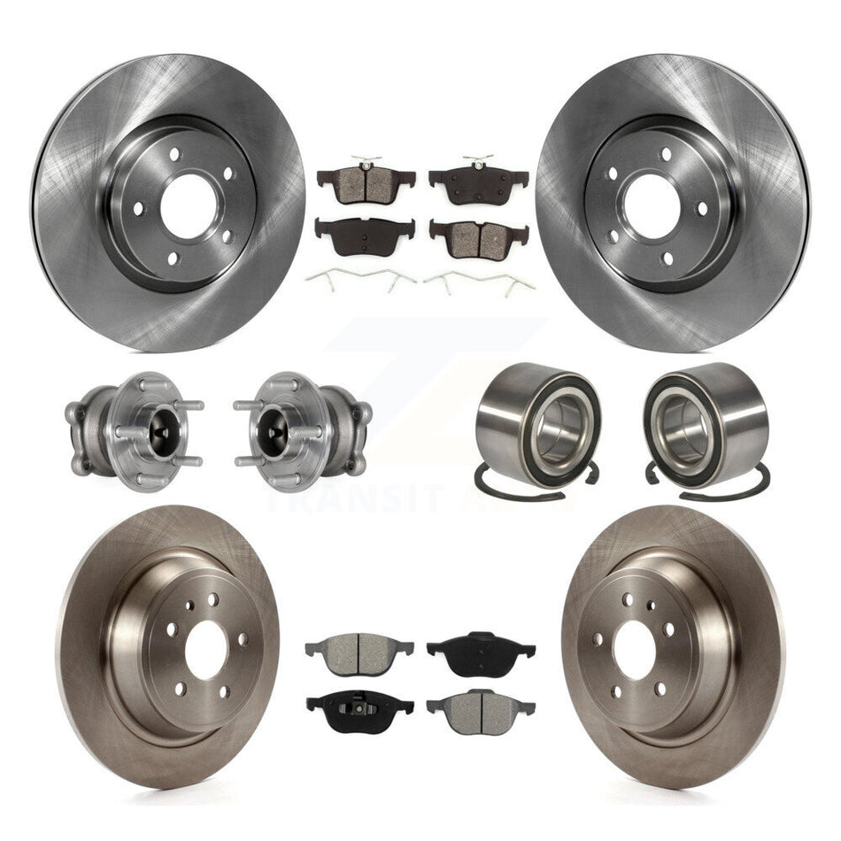 Front Rear Hub Bearing Brake Rotor And Pad Kit (10Pc) For Ford Escape With Parking Assist KBB-124214