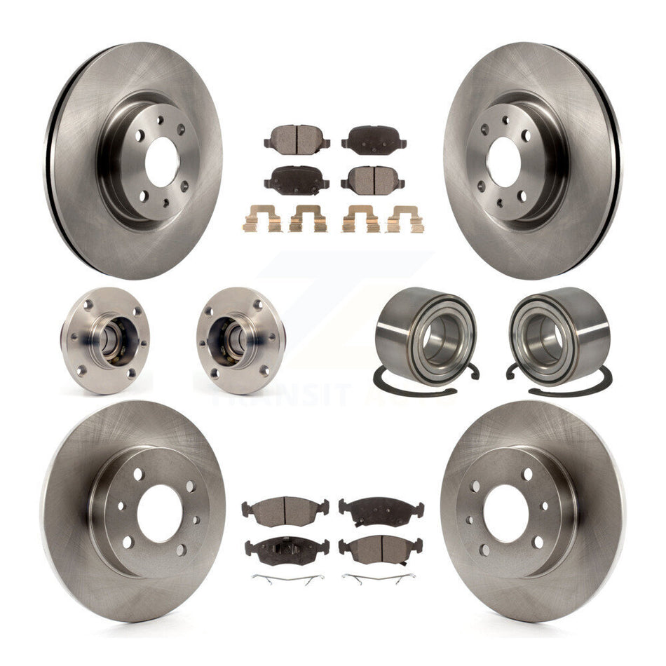 Front Rear Hub Bearing Assembly Disc Brake Rotor And Ceramic Pads Kit (10Pc) For Fiat 500 KBB-124270
