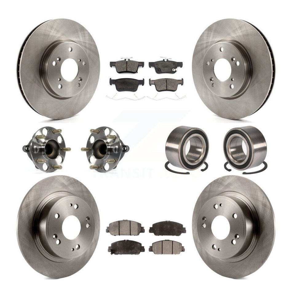 Front Rear Wheel Hub Bearing Disc Brake Rotor And Ceramic Pad Kit (10Pc) For Honda Accord KBB-124301