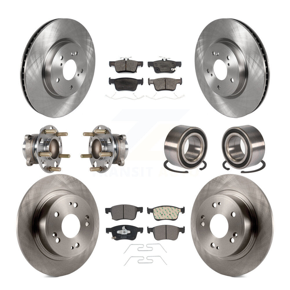 Front Rear Wheel Hub Bearing Disc Brake Rotor And Ceramic Pad Kit (10Pc) For Honda Accord KBB-124302