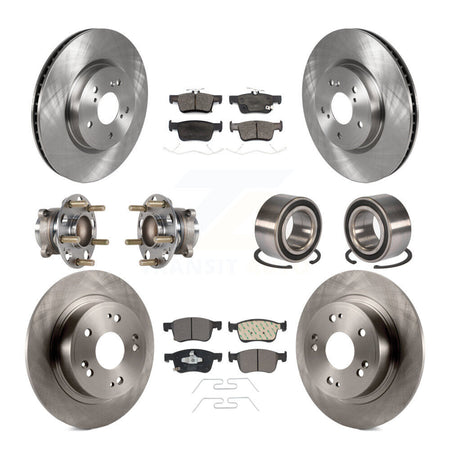 Front Rear Wheel Hub Bearing Disc Brake Rotor And Ceramic Pad Kit (10Pc) For Honda Accord KBB-124302