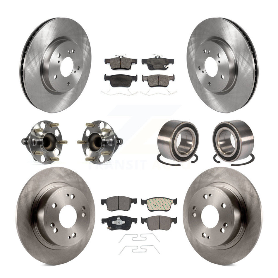 Front Rear Wheel Hub Bearing Disc Brake Rotor And Ceramic Pad Kit (10Pc) For Honda Accord KBB-124303