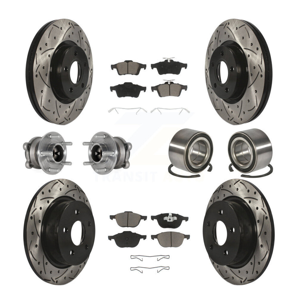 Front Rear Hub Bearing Coated Disc Brake Rotors And Pads Kit (10Pc) For Ford Escape C-Max KBB-124330